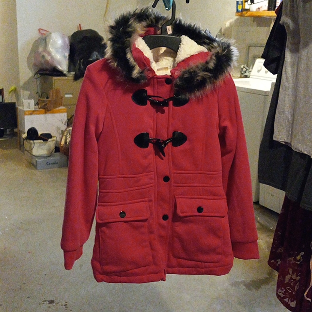 Girls Size 14 Pink Coat With Fur Hood By Canyon River Blues, BRAND NEW